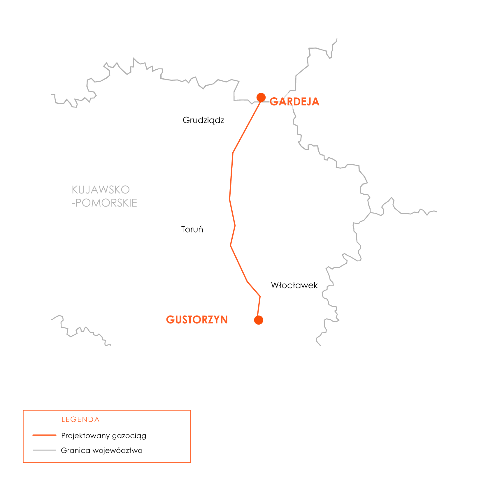 Map of gas pipeline Gustorzyn-Gardeja
