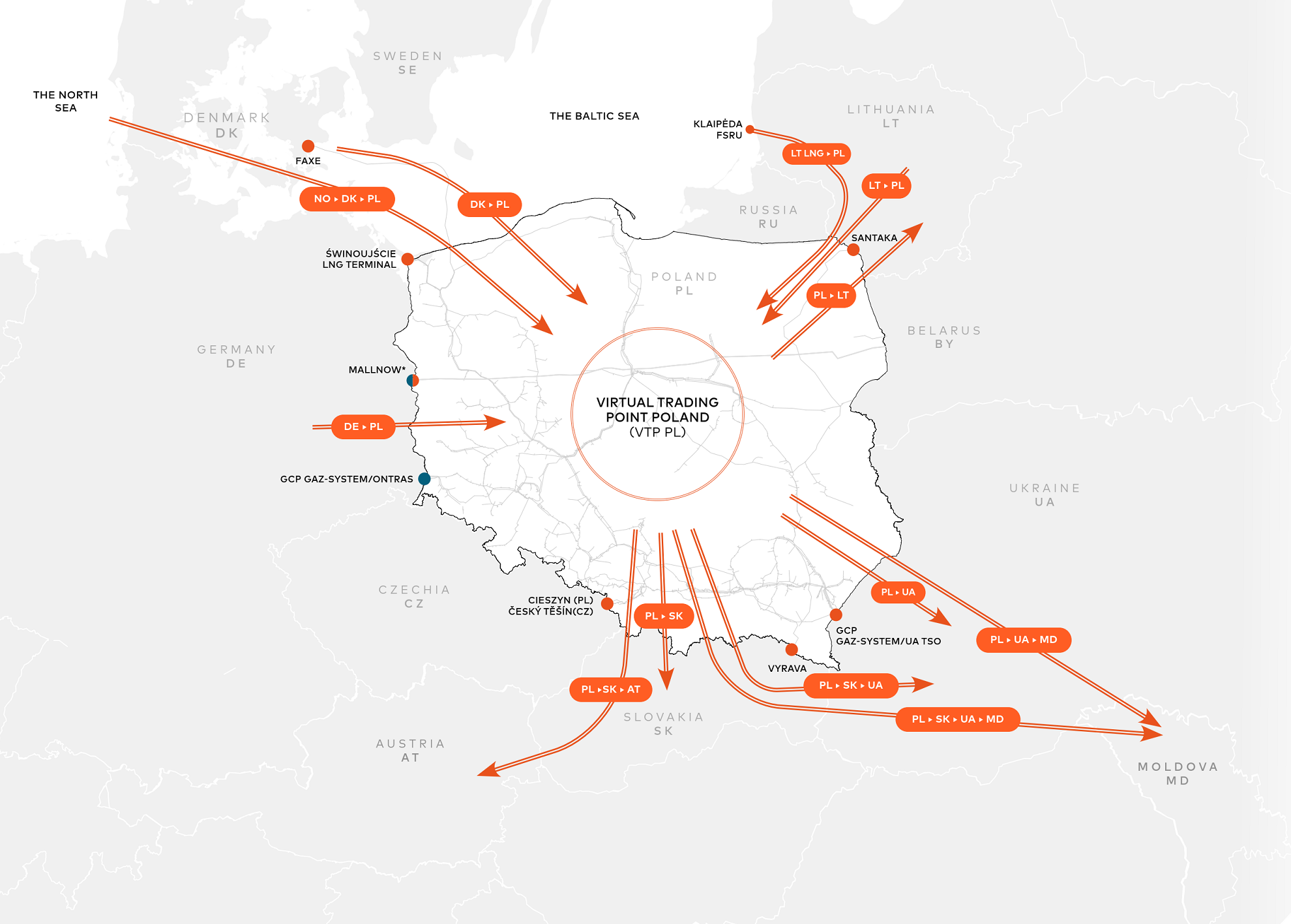 Map Benefit from transport routes across Poland