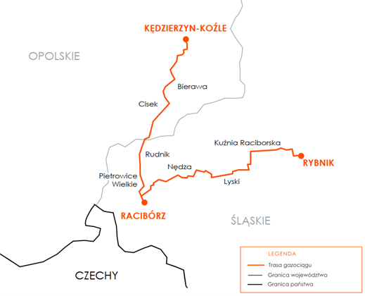 Kedzierzyn-Kożle Racibóz Rybnik mapka